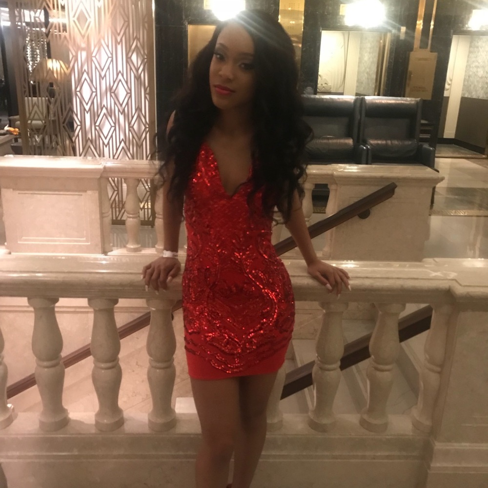 Red sequins homecoming dress